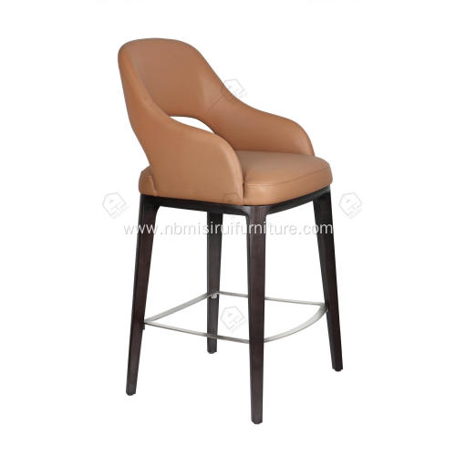 Faux leather and solid wood feet bar stool